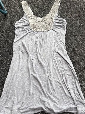 Soprano Light Gray Midi Dress with Cream Rosette Yoke